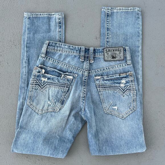 Salvage Anarchy Havoc Straight Slim Fit Jeans Distressed 27R - Picture 1 of 7